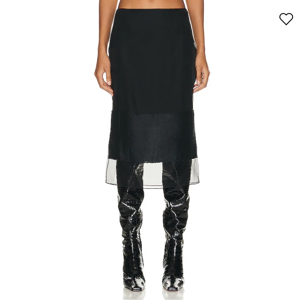 NEW Khaite Layered Semi-Sheer Silk Alleta Skirt, Size 8